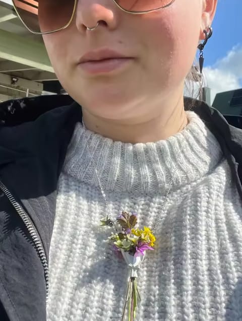 Customer photo review of Flower Bouquet Necklace