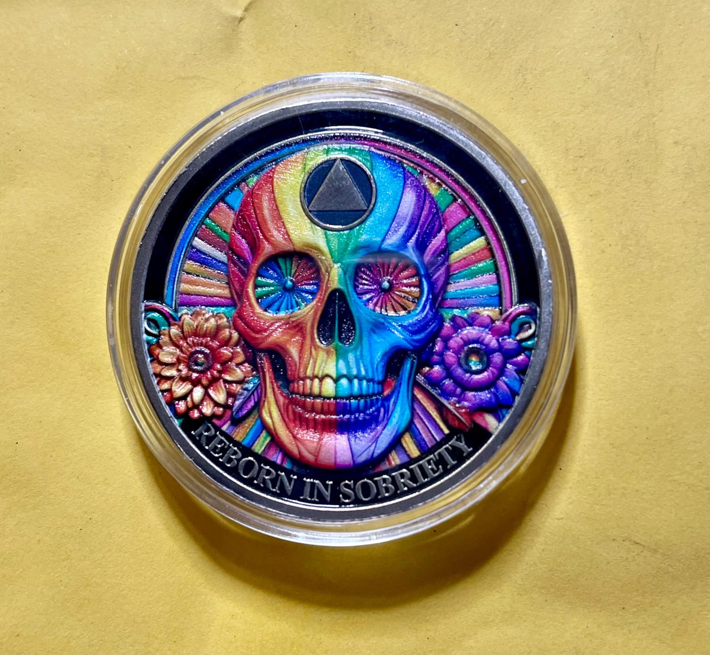 Customer photo review of Original Darkness to Light Butterfly Sobriety Coin