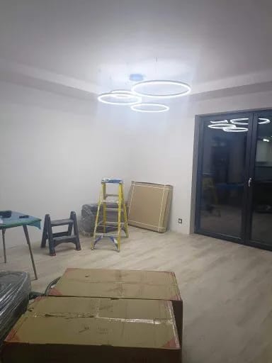 Customer photo review of White Chandelier for Bedroom, Staggered Rings, 60 cm Wide