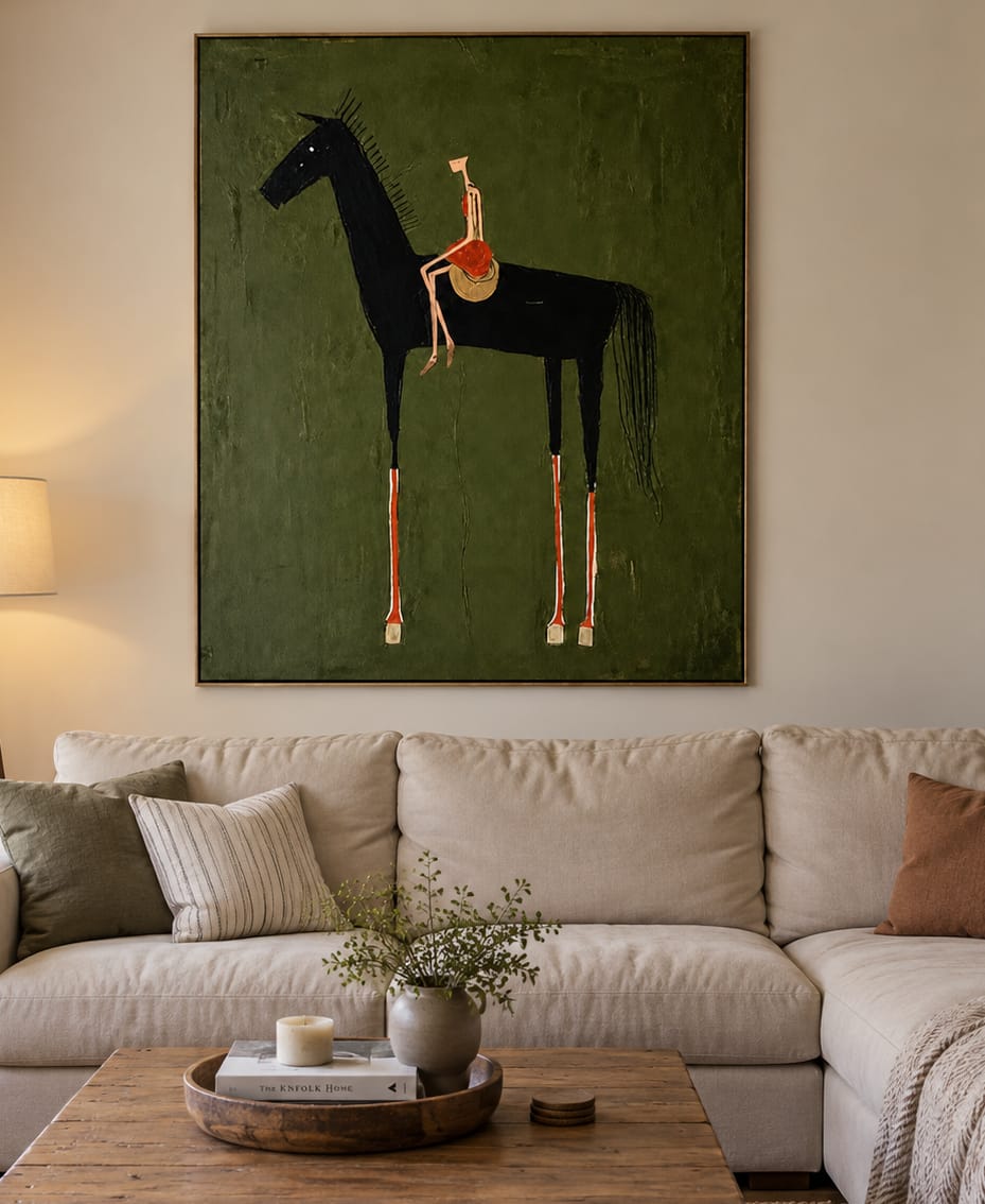 Customer photo review of Black Horse-Rider Oil Painting