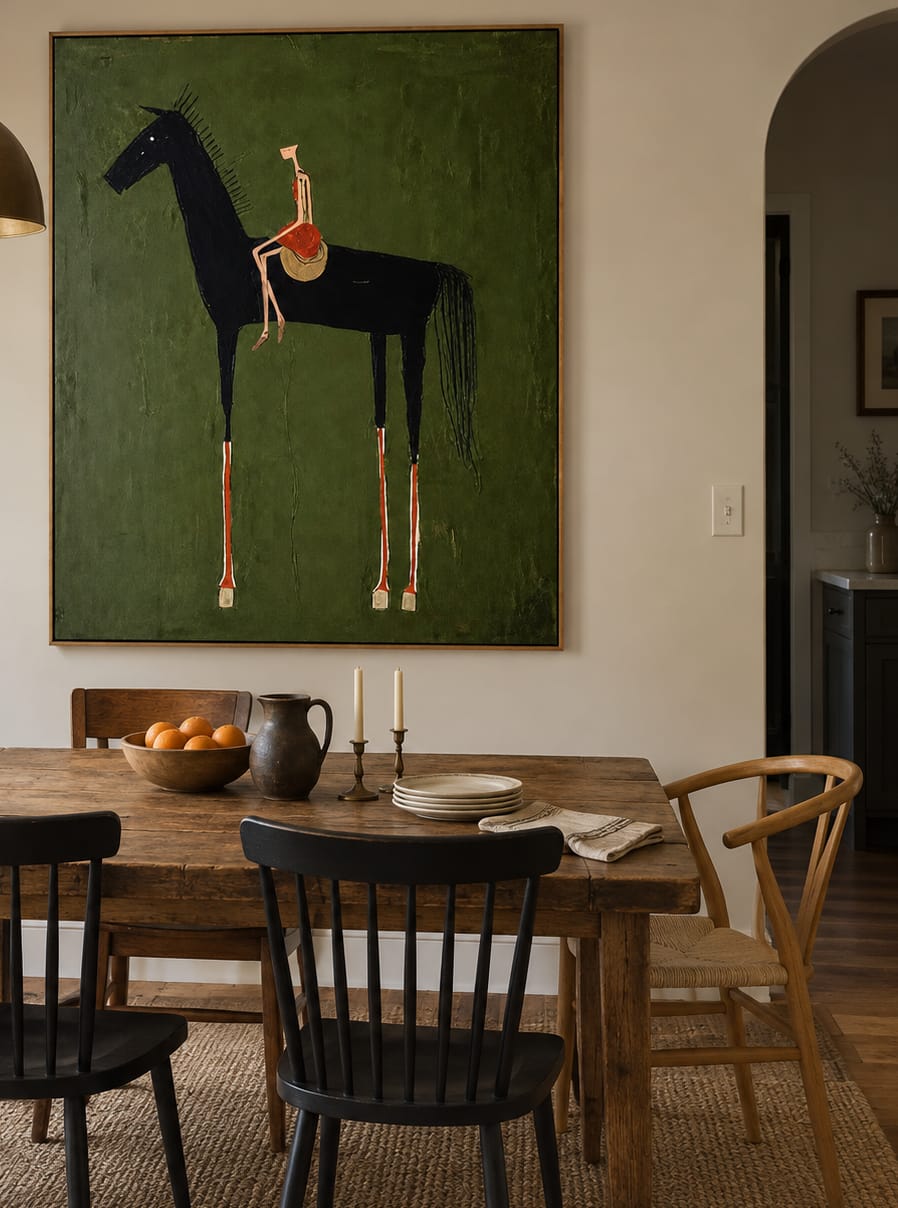 Customer photo review of Black Horse-Rider Oil Painting
