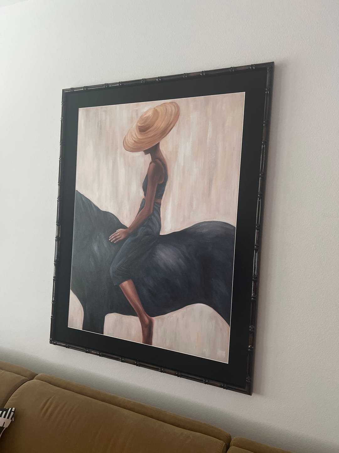 Customer photo review of Grace in the Wild - Modern Fashion Black Horse & Woman Painting | Luxury Minimalist Living Room Art