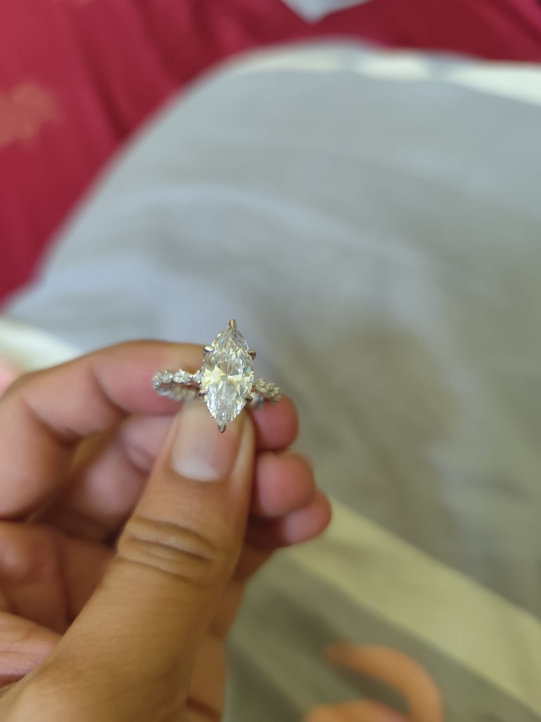 Customer photo review of 4Ct Shelby Marquise Solitaire Silver Ring For Women