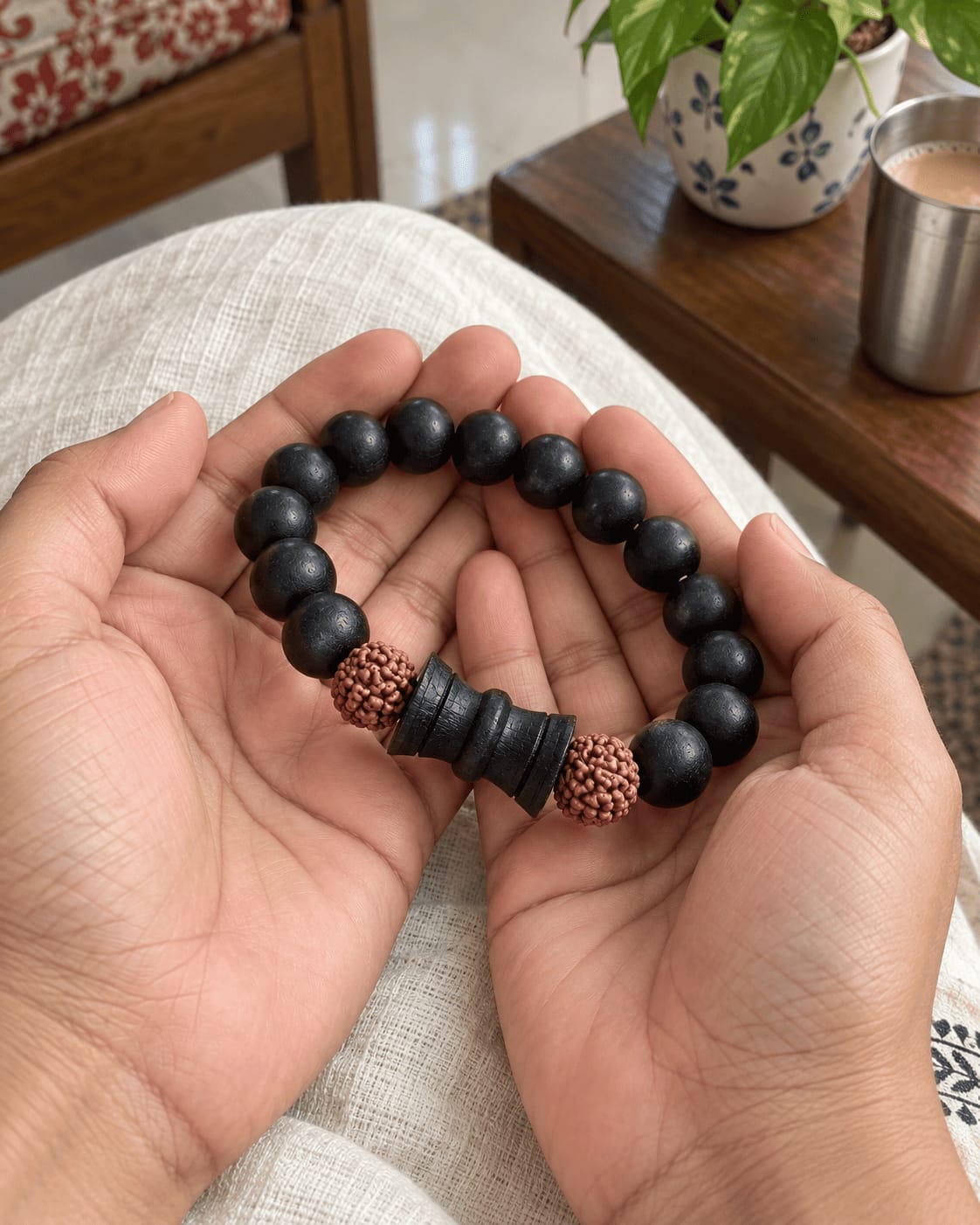 Customer photo review of Karungali Rudraksha Damru Bracelet