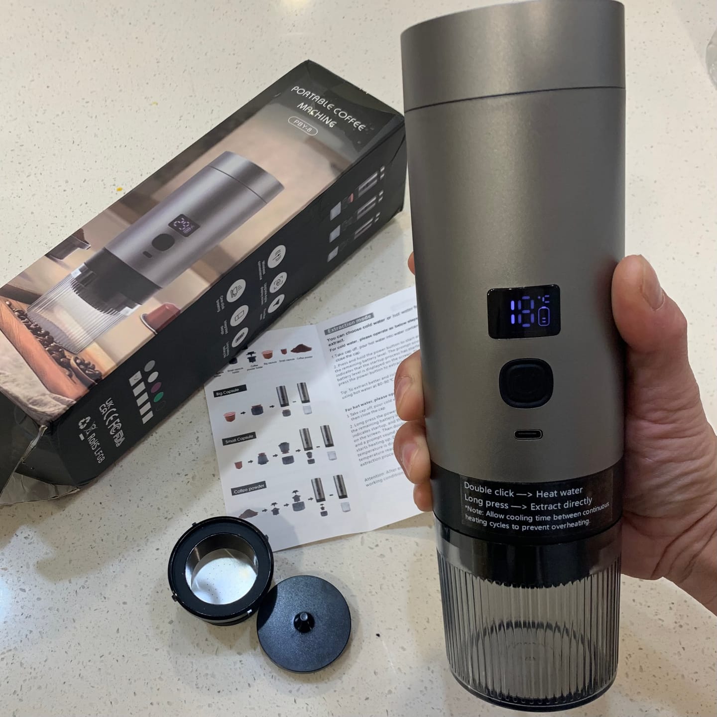 Customer photo review of BreweeGo Portable Coffee Maker