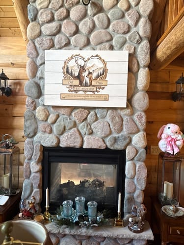 Customer photo review of Personalized Deer Couple Canvas | Rustic Deer Wall Art with Custom Names & Date | Romantic Woodland Anniversary Gift for Couples