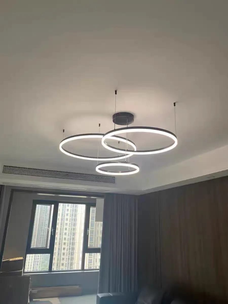 Customer photo review of White Chandelier for Bedroom, Staggered Rings, 60 cm Wide