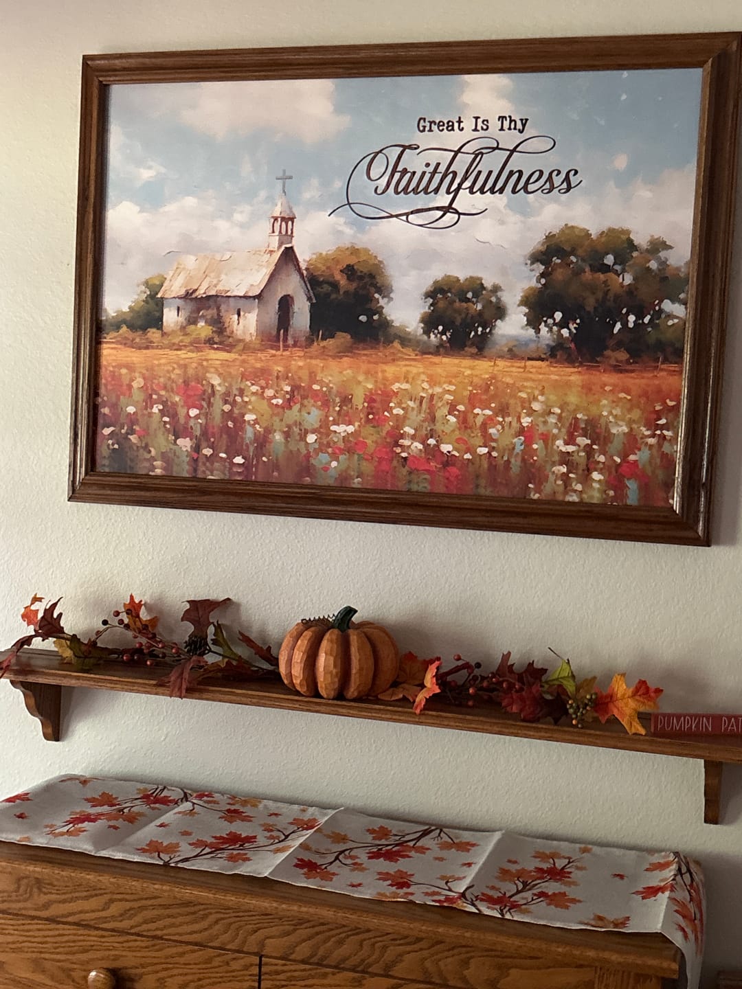 Customer photo review of Great is Thy Faithfulness Wall Art, Old Chapel in a Field, Christian Canvas Print