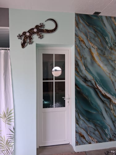 Customer photo review of Plaque PVC Imitation Marbre Bleuté Oslo – Imperméable et facile à poser