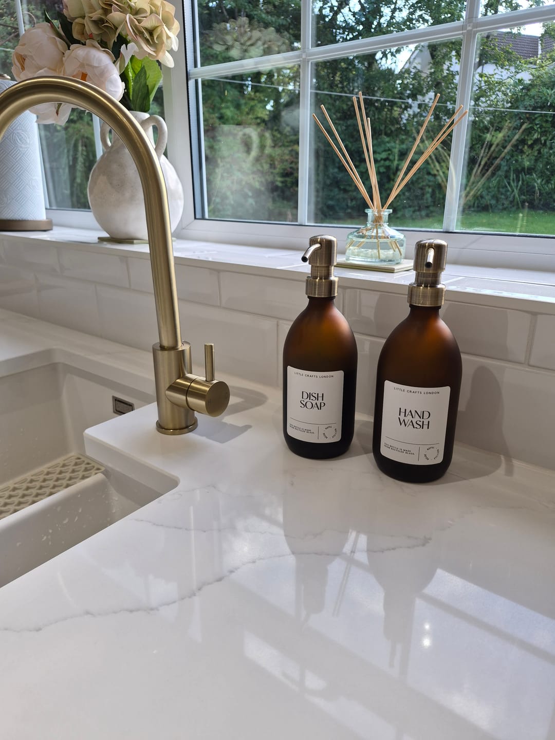 Customer photo review of Frosted Amber 500ml Glass Bottle with Metal Pump