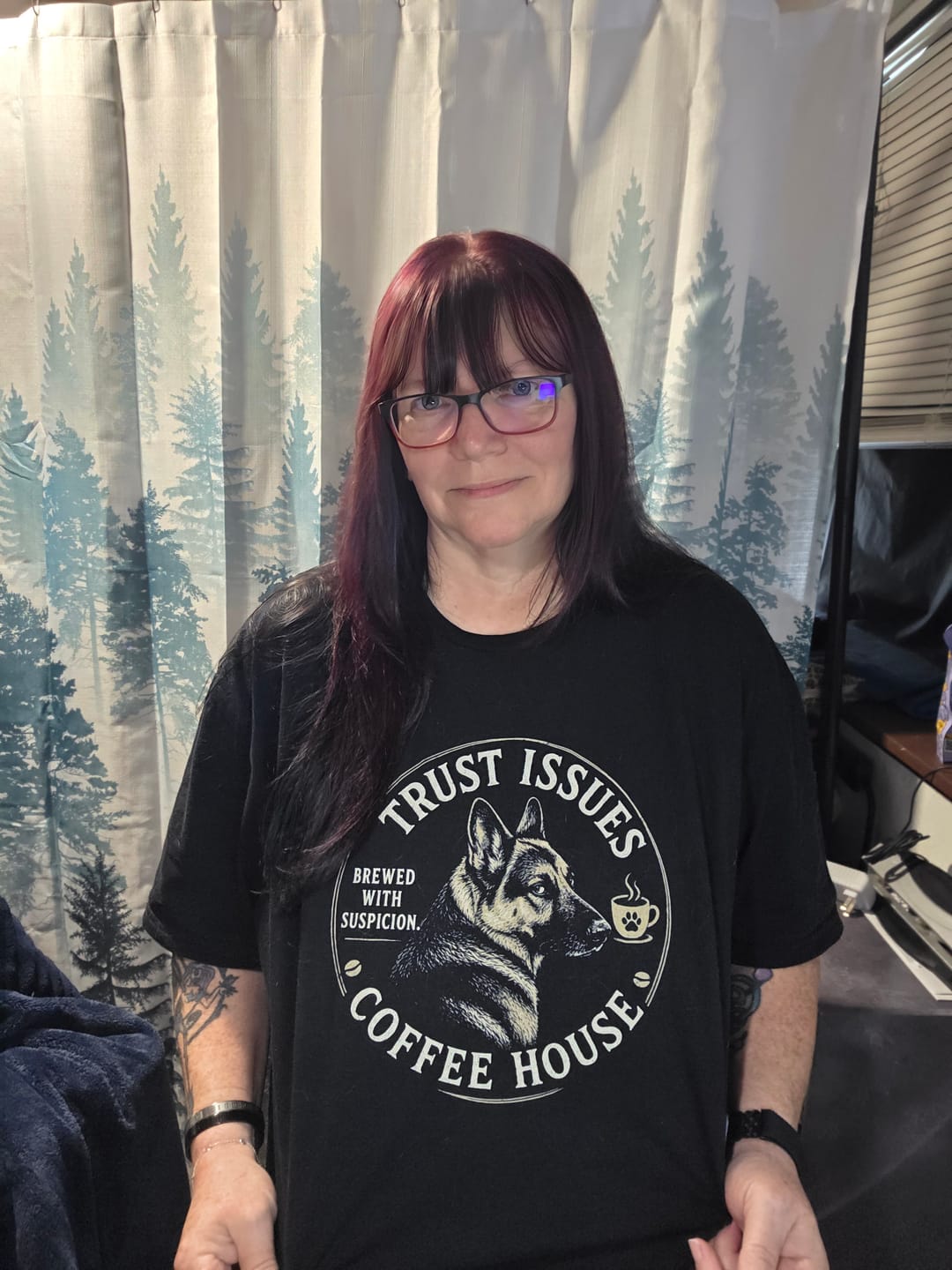 Customer photo review of Trust Issues Coffee House Shirt