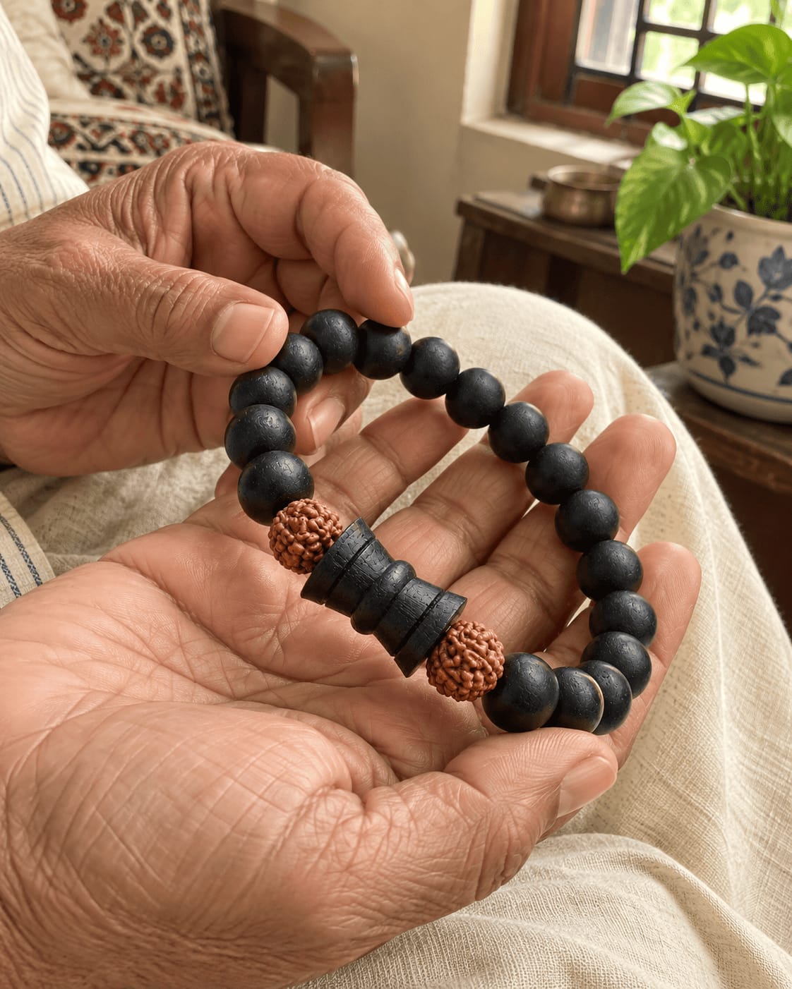 Customer photo review of Karungali Rudraksha Damru Bracelet