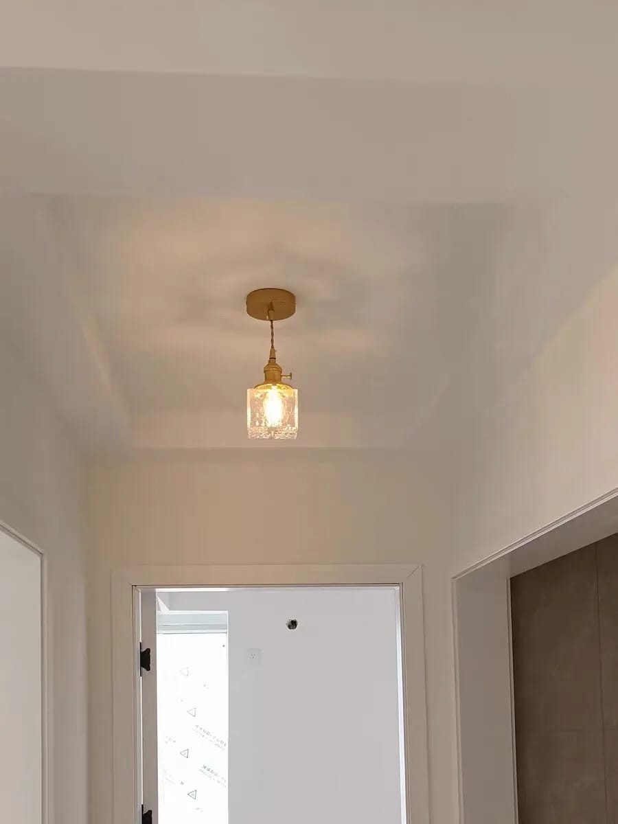 Customer photo review of Gold Cube Pendant Light for Kitchen Island, Frosted Glass, 10 cm