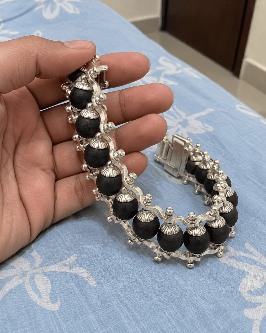 Customer photo review of Silver-Plated Karungali Bracelet