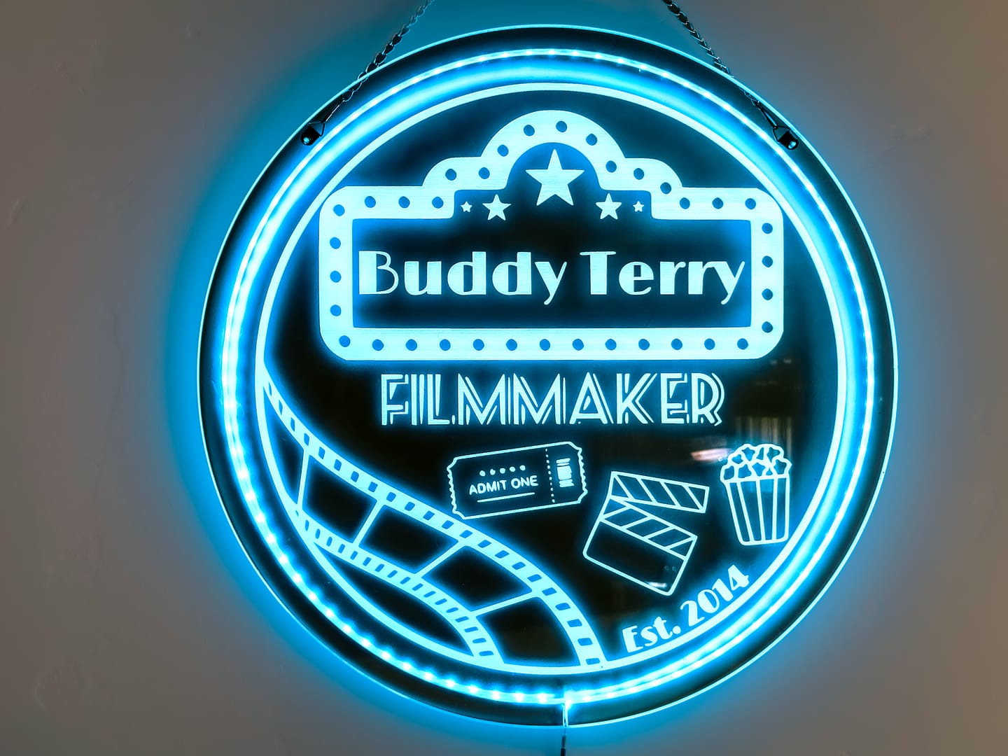 Customer photo review of Personalized LED Color Changing Acrylic Home Theater Sign