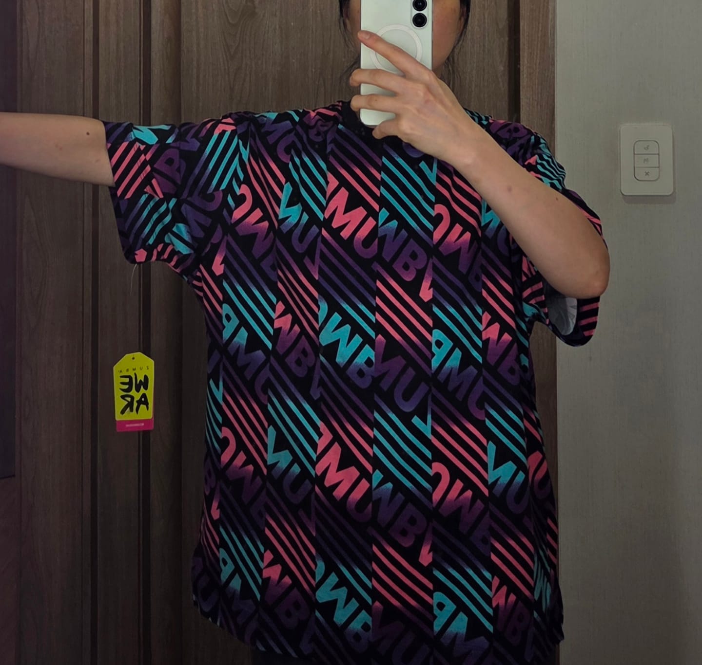 Customer photo review of Electric Feel Unisex Oversized Top - Blue/Pink