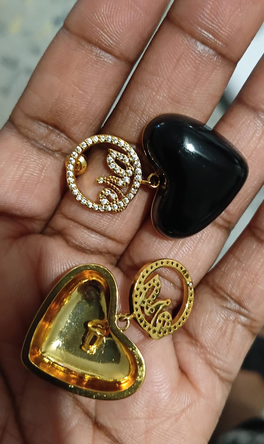 Customer photo review of Black Era Adore Gold Earrings