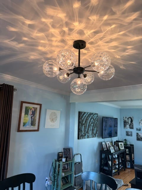 Customer photo review of Modern 7-light Hammered Glass Globe Tier Sputnik Chandelier