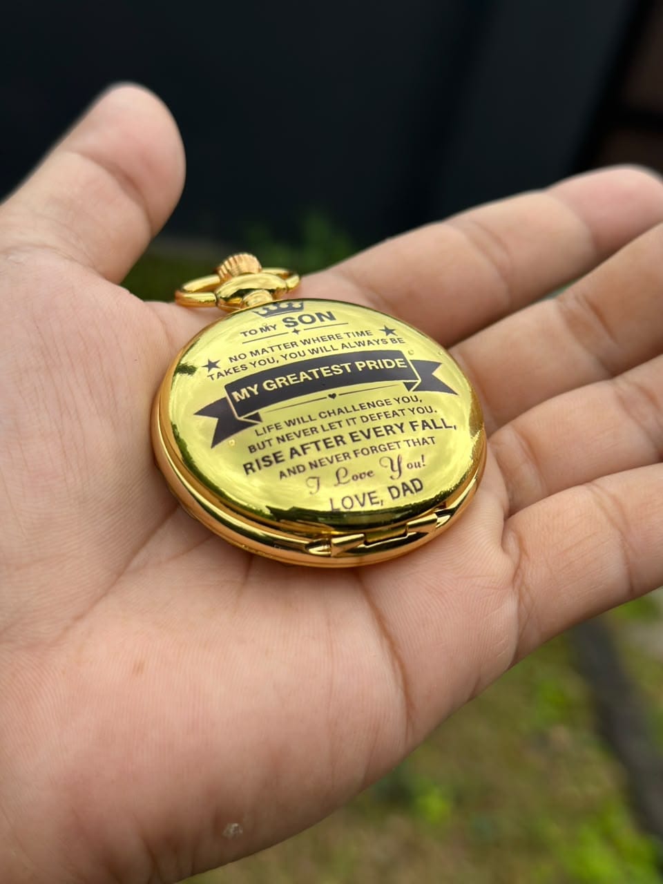 Customer photo review of To My Son / From Dad - Luxury Vintage Pocket Watch Gift SS#2606