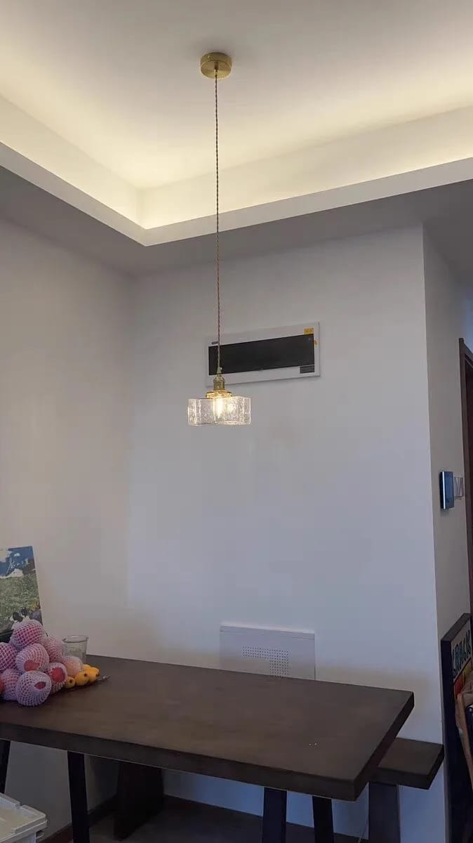 Customer photo review of Gold Cube Pendant Light for Kitchen Island, Frosted Glass, 10 cm