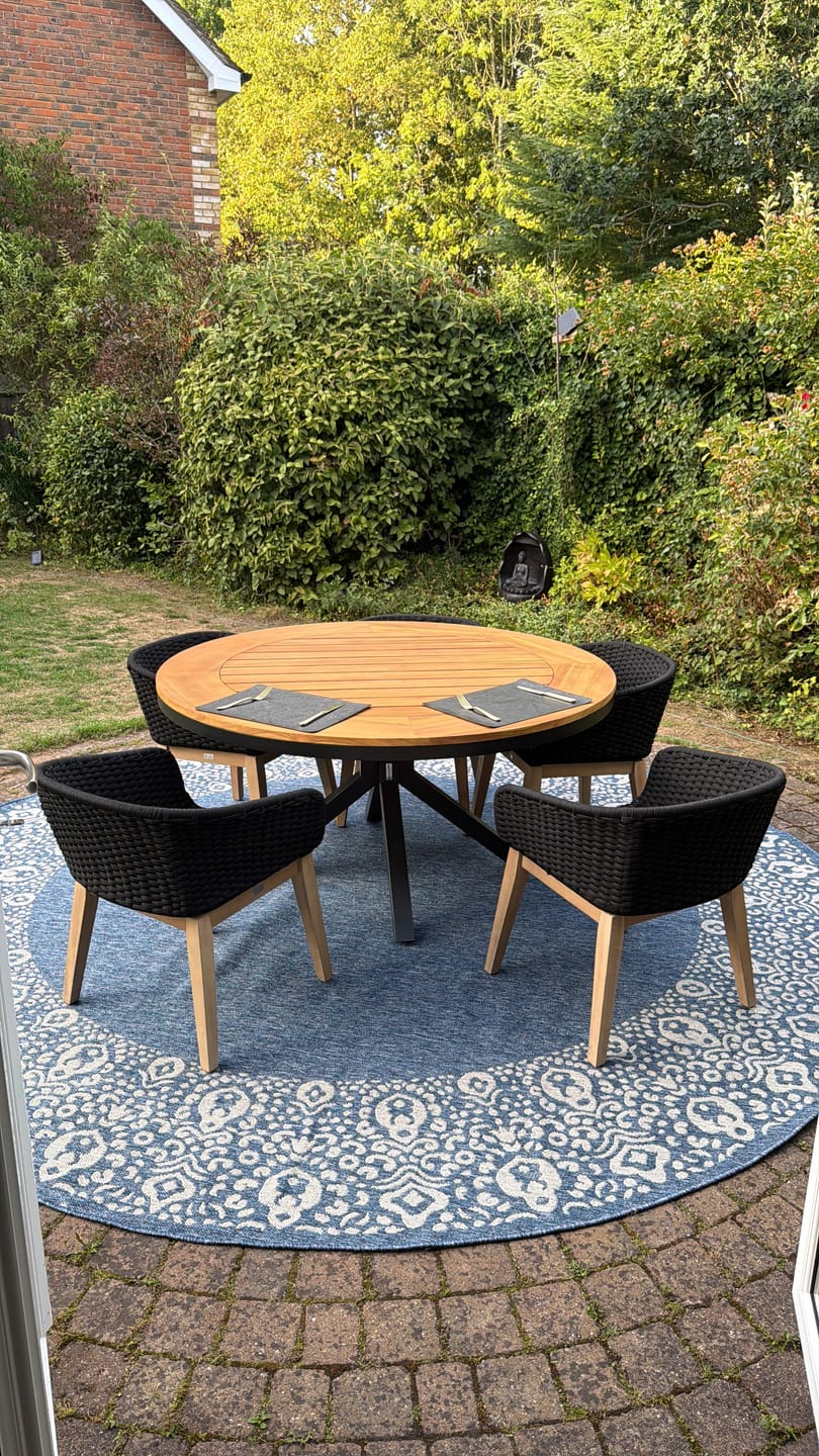 Customer photo review of Tuscany 6 Seater Round Dining Set with Eden Night Dining Chairs