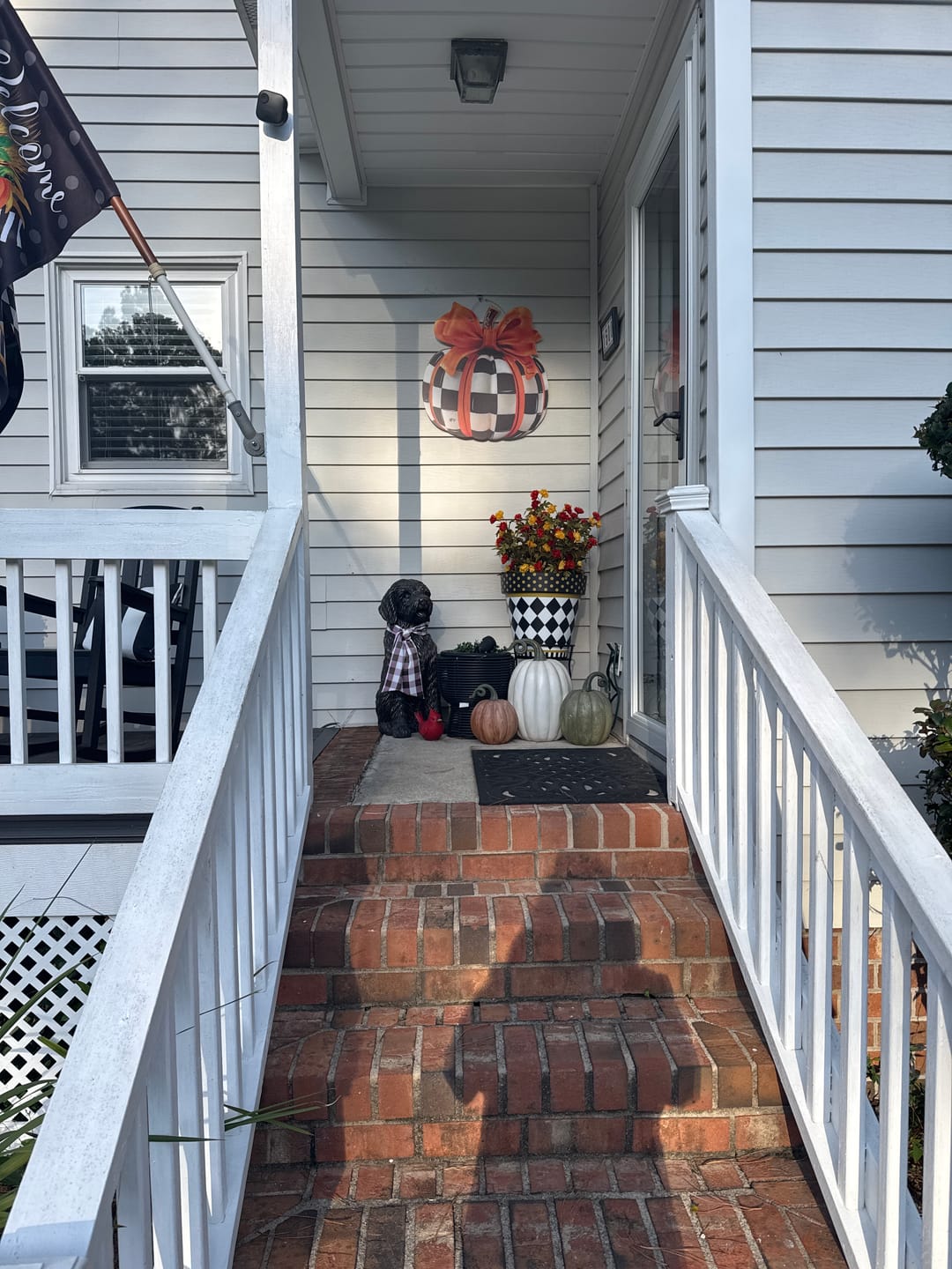 Customer photo review of Elegant Checkered Pumpkin Door Hanger
