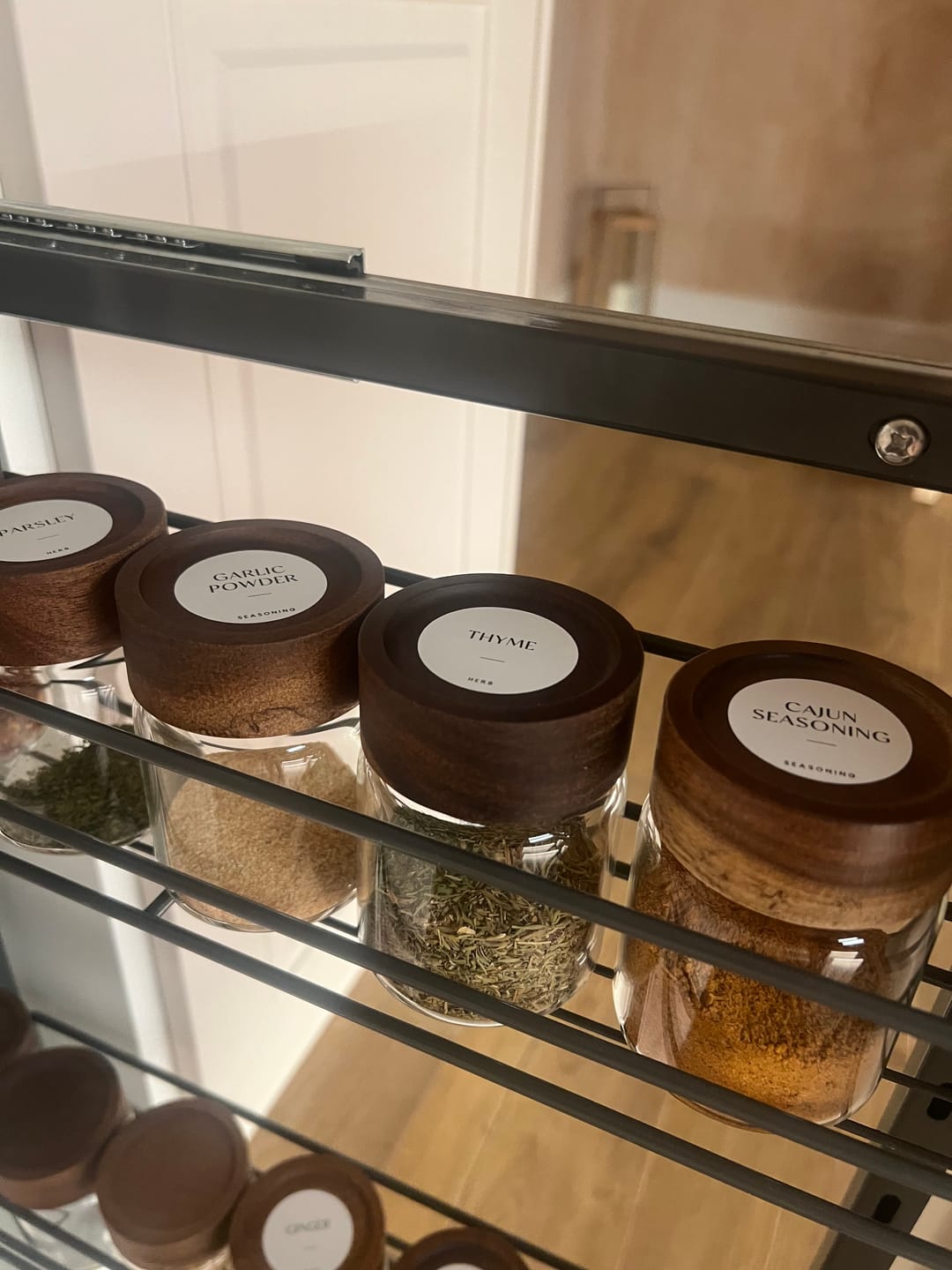 Customer photo review of Acacia Wood Glass Spice Jar 180 ML