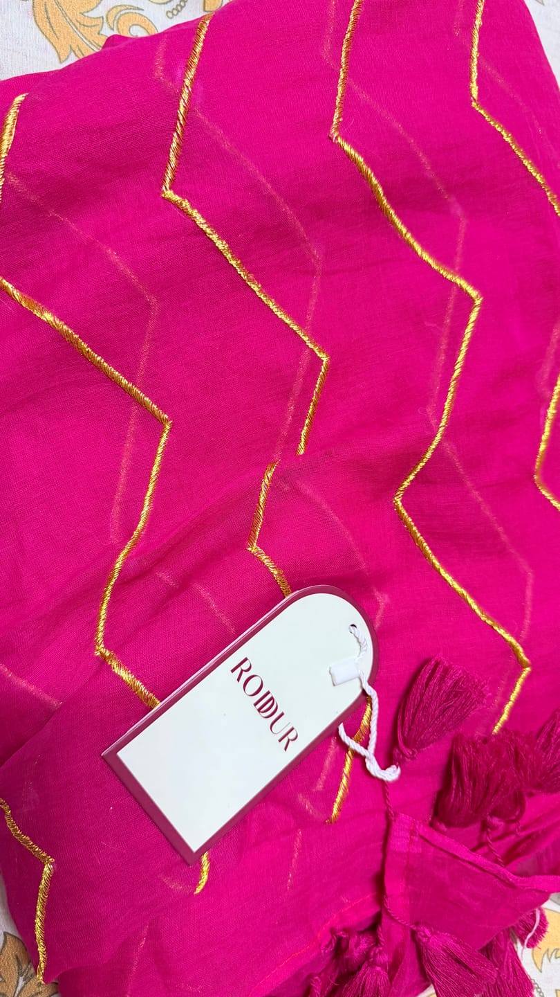 Customer photo review of Soft Rose Pink Mulmul Cotton Saree