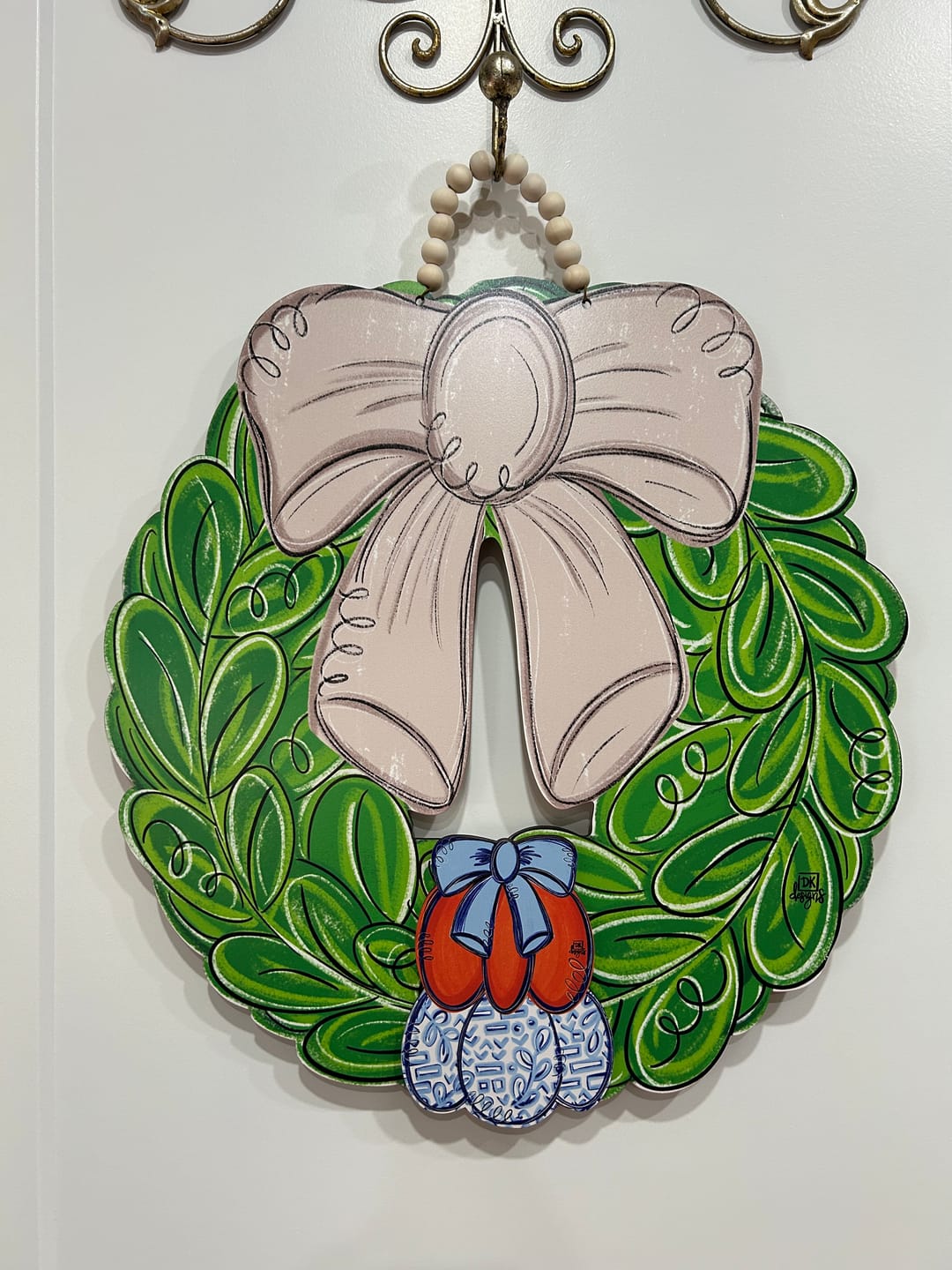 Customer photo review of Mocha Bow Wreath Hanger + Mini
