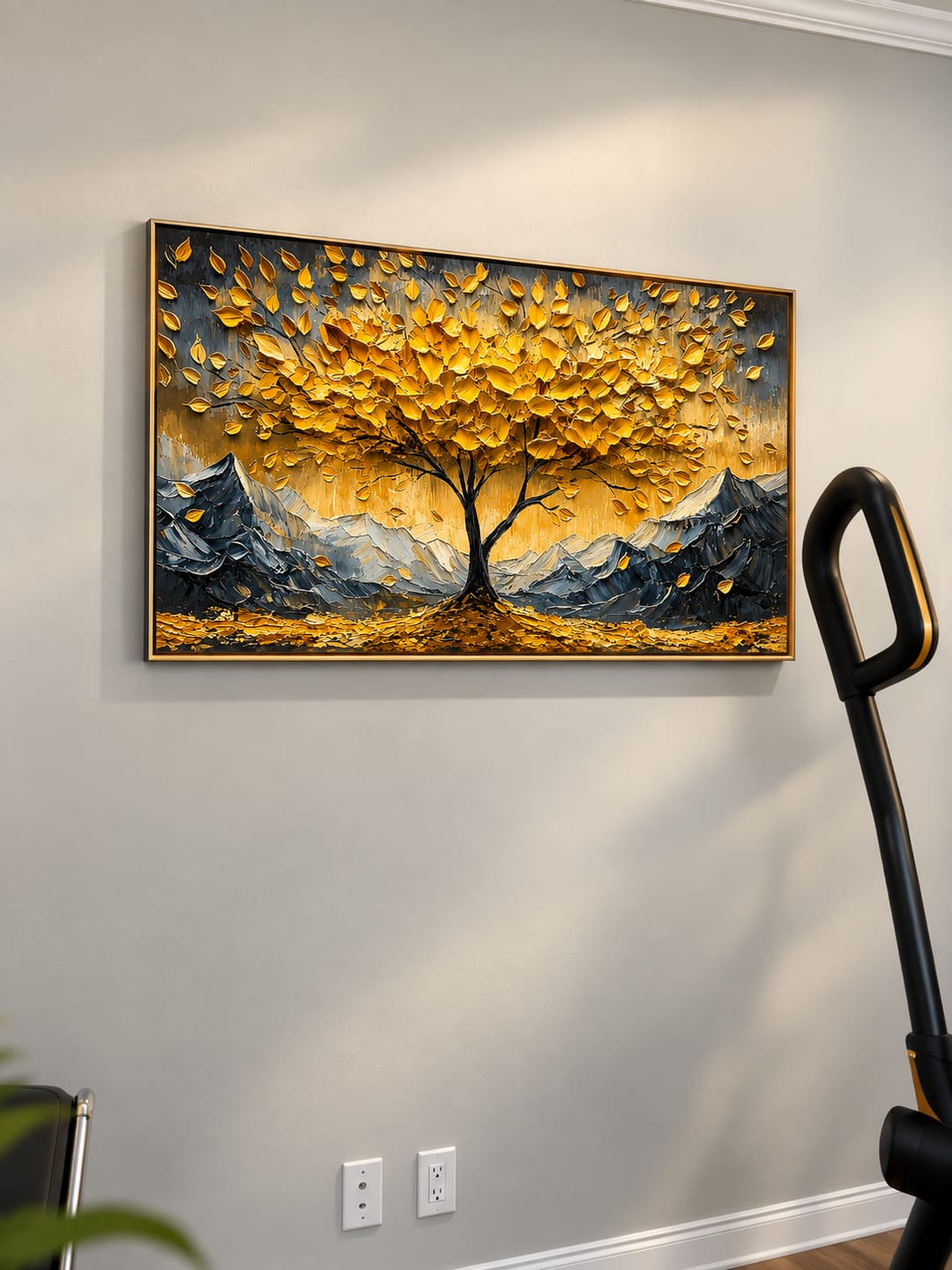 Customer photo review of “Golden Abundance” – Textured Tree and Mountain Landscape Oil Painting