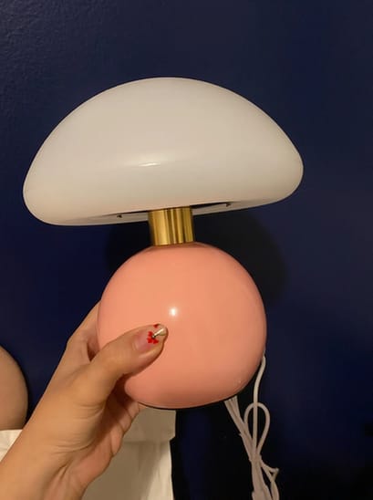 Customer photo review of Luminária de Mesa Cogumelo Minimalista Design Moderno