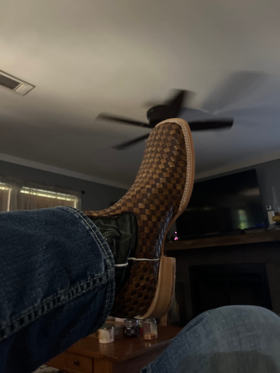 Customer photo review of Brown Jumbo Pirarucu Leather Boots - Square Toe