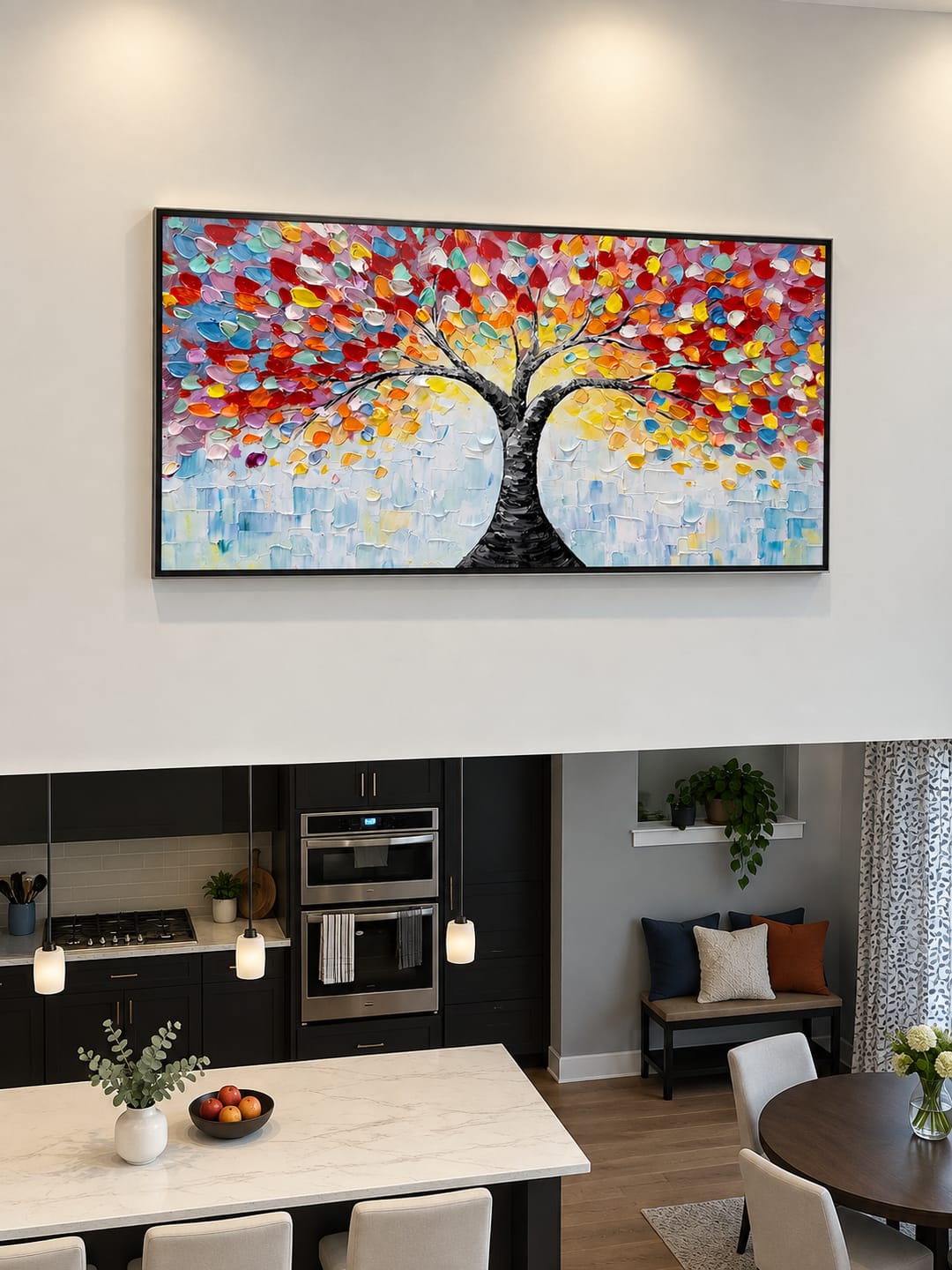 Customer photo review of "Kaleidoscope of Life" – Colorful Tree of Life Palette Knife Impasto Painting