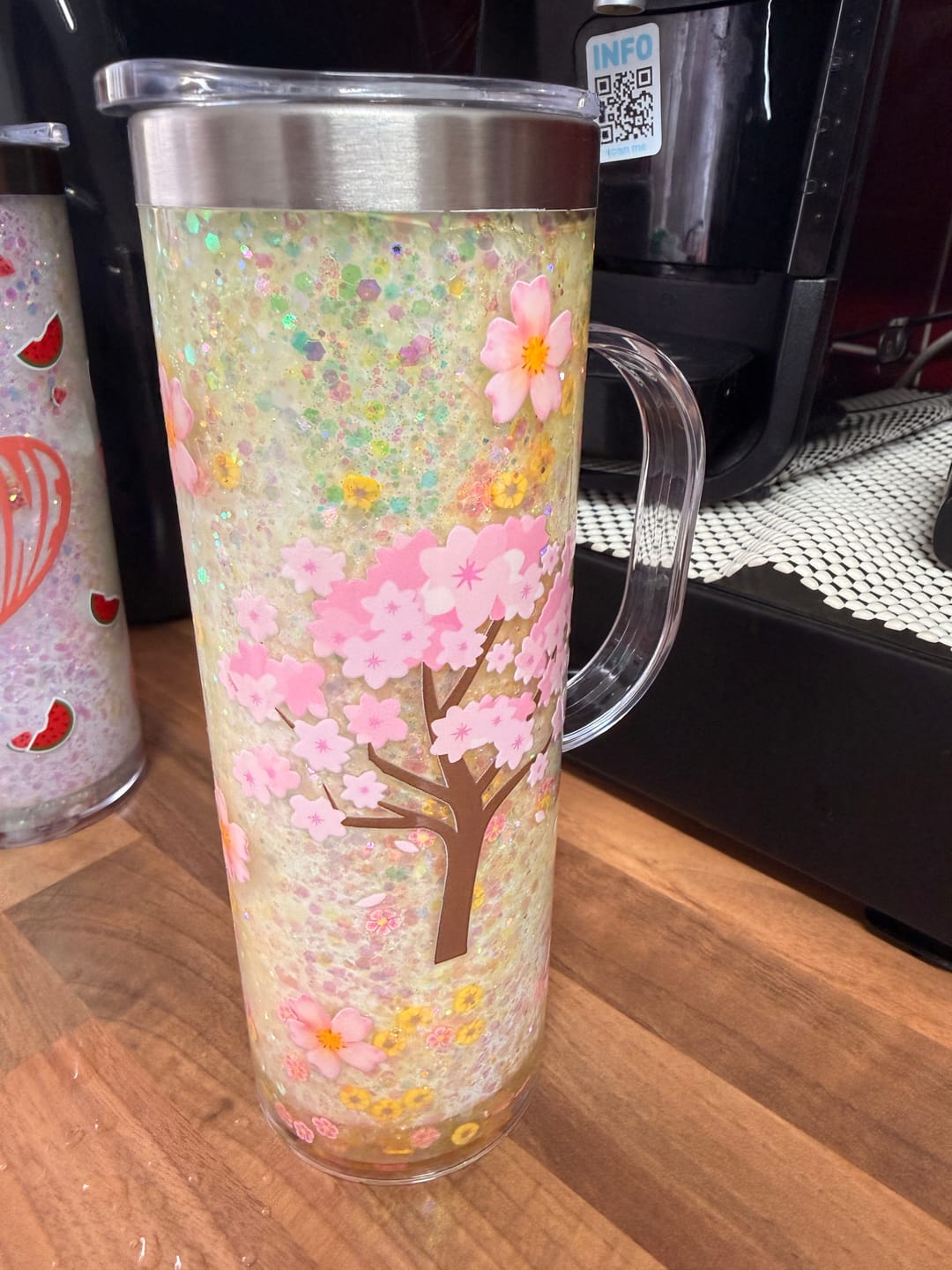 Customer photo review of Custom 15oz GLASS Snowglobe with Handle
