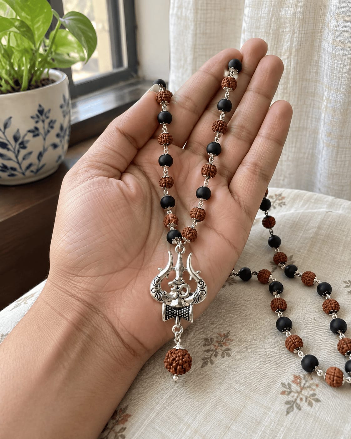 Customer photo review of Divya Karungali Rudraksha Trishul Mala
