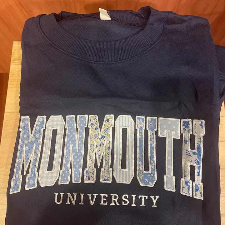Customer photo review of Custom Patchwork Fabric Embroidered Sweatshirt Team and School Name Applique Varsity Letters