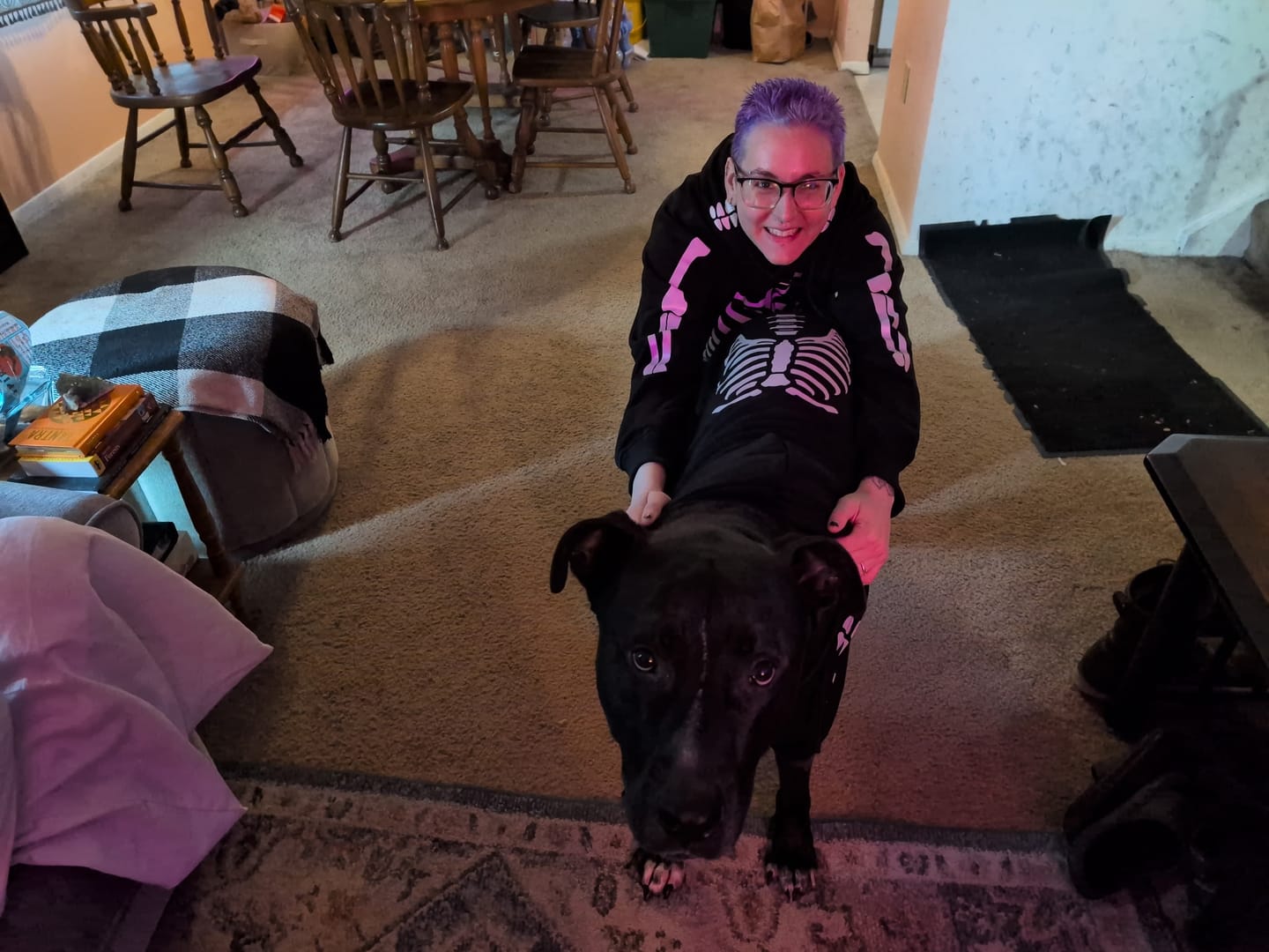 Customer photo review of Halloween Human Hoodie - Reflective Skeleton