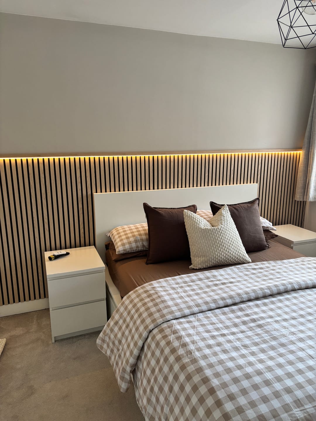 Customer photo review of SlatWall Acoustic Half Height Natural Oak Slatted Wall Panel