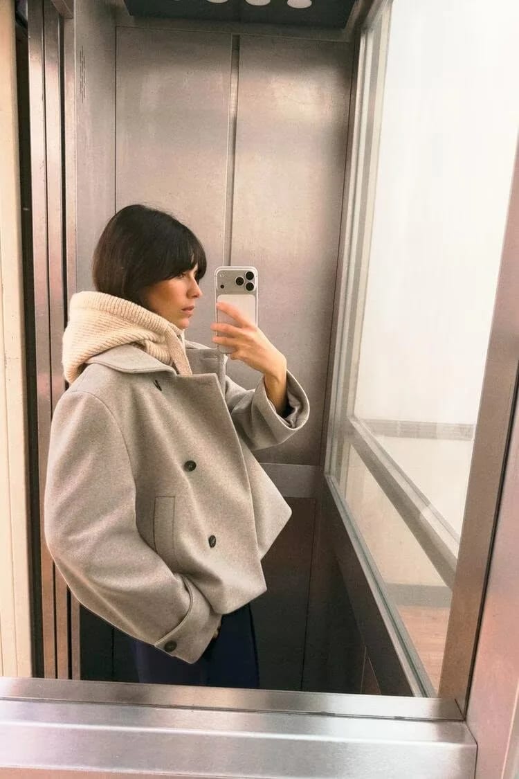 Customer photo review of Amelie Stand Collar Jacket with Pockets