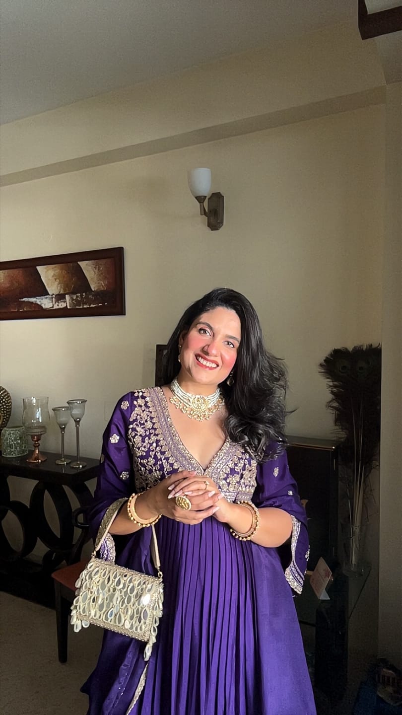 Customer photo review of Jhoom Violet Embroidered Anarkali Set