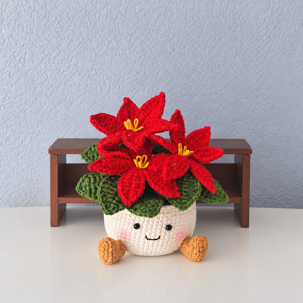 Customer photo review of Handmade Crochet Christmas Plant Pot – Cute Holiday Decor with Christmas Tree, Poinsettia, Candy Cane & Snowman