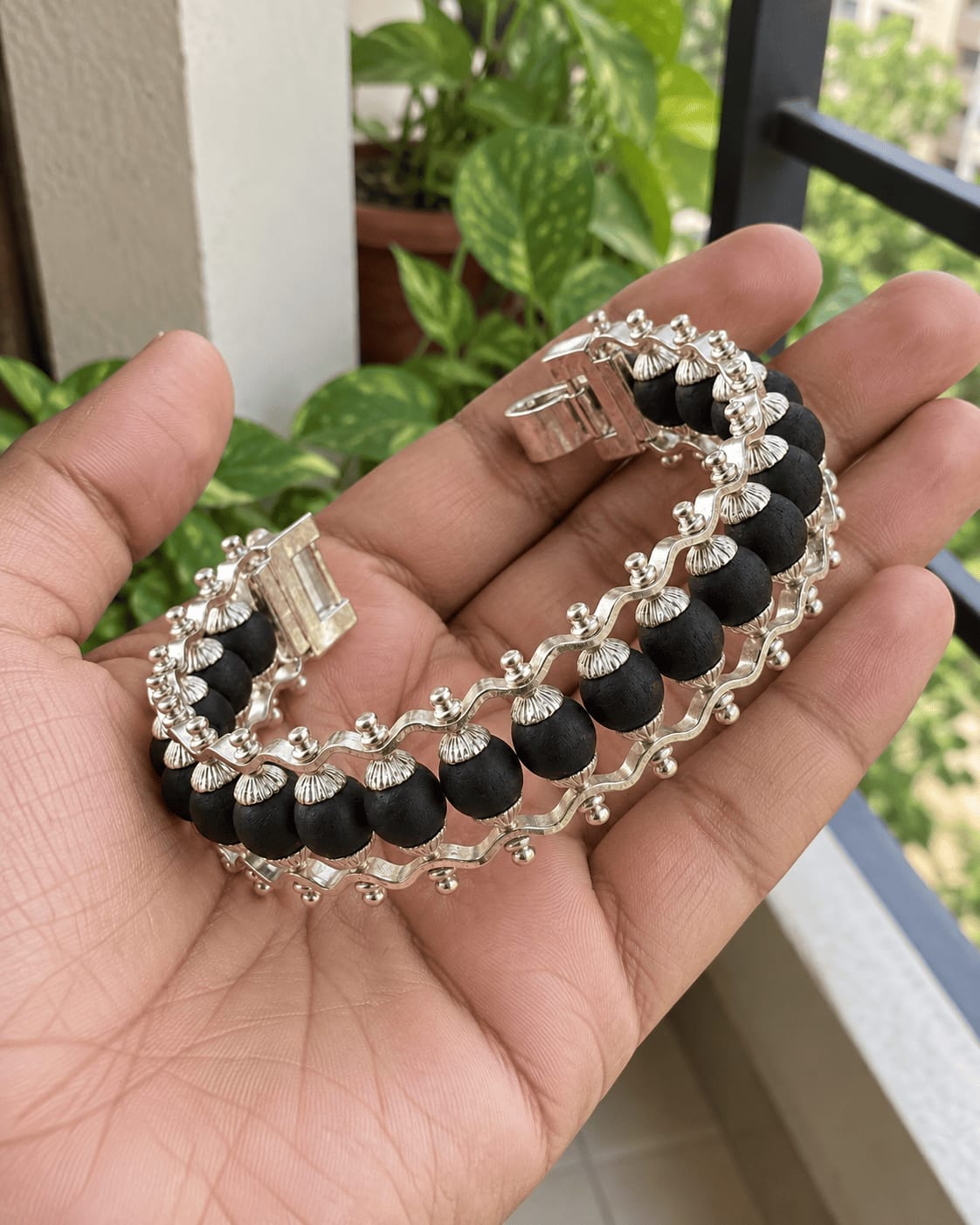 Customer photo review of Silver-Plated Karungali Bracelet