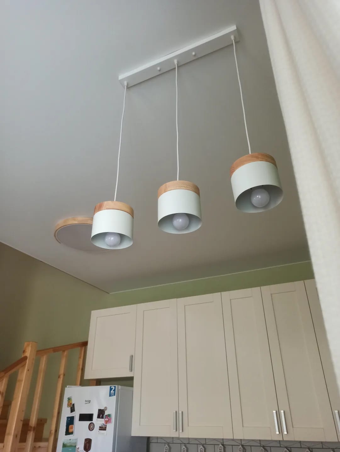Customer photo review of Black Pendant Light for Dining Table, Wood and Iron Shade, 13 cm