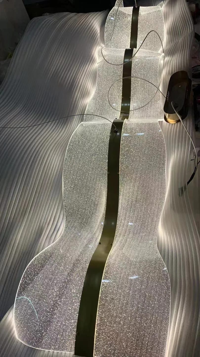 Customer photo review of Gold Chandelier for Dining Table, Undulating Acrylic, 150 cm