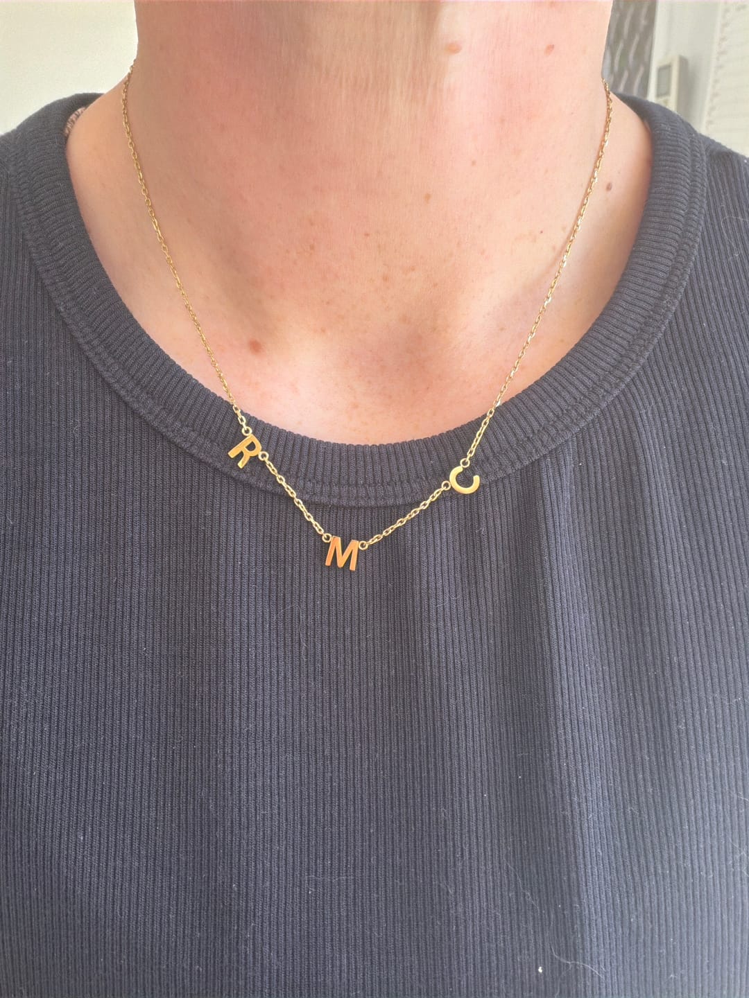 Customer photo review of The Original Initial Letter Necklace