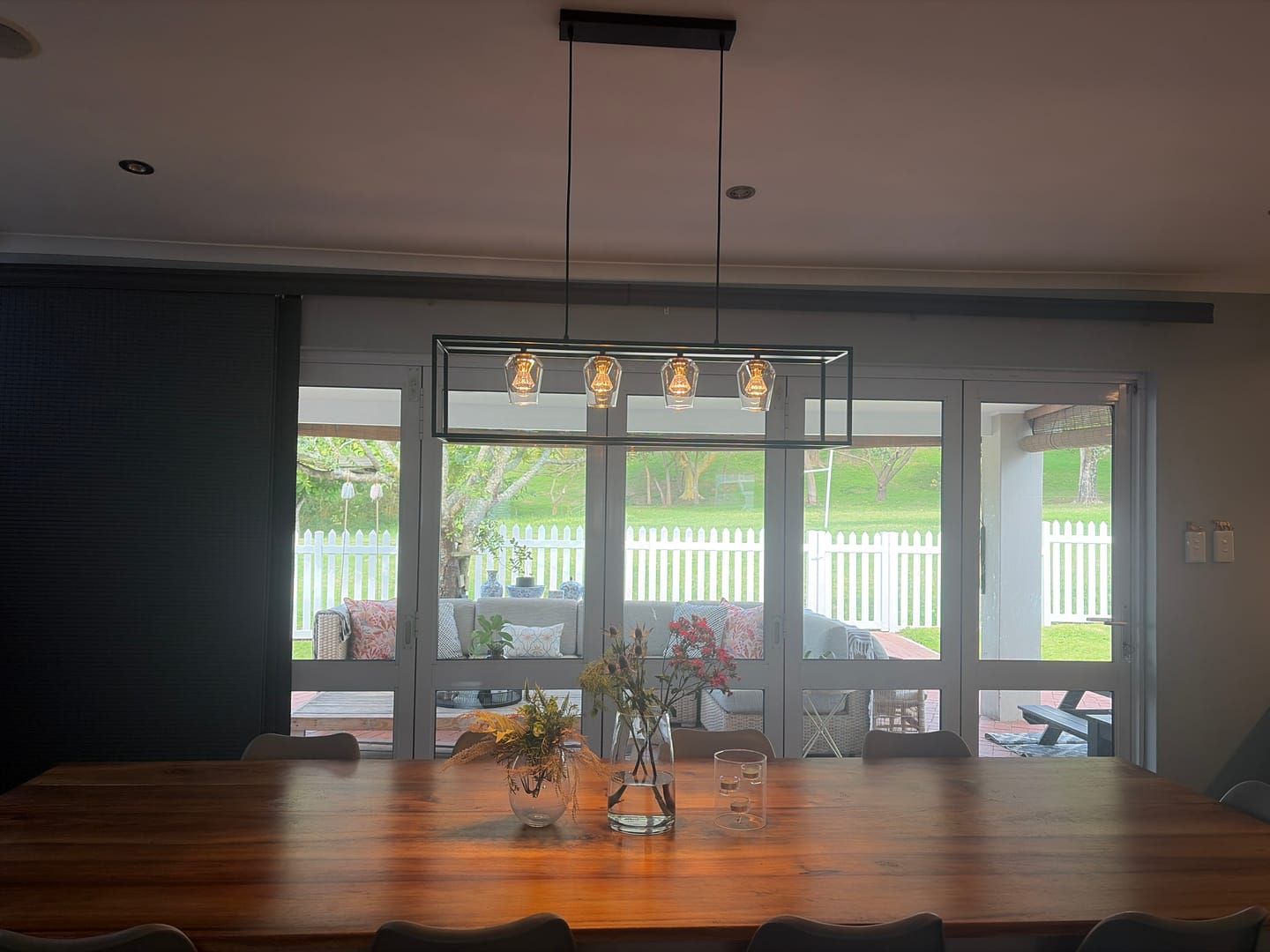 Customer photo review of Mason 4 Light Black And Glass Lantern LED Pendant Light