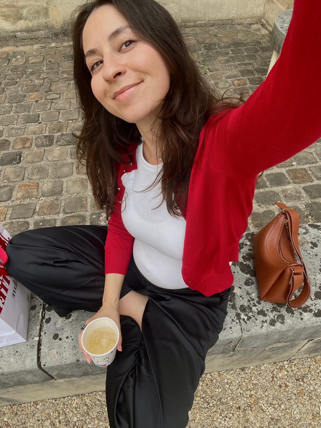Customer photo review of LILY 100% Wool Crewneck Knit Cardigan