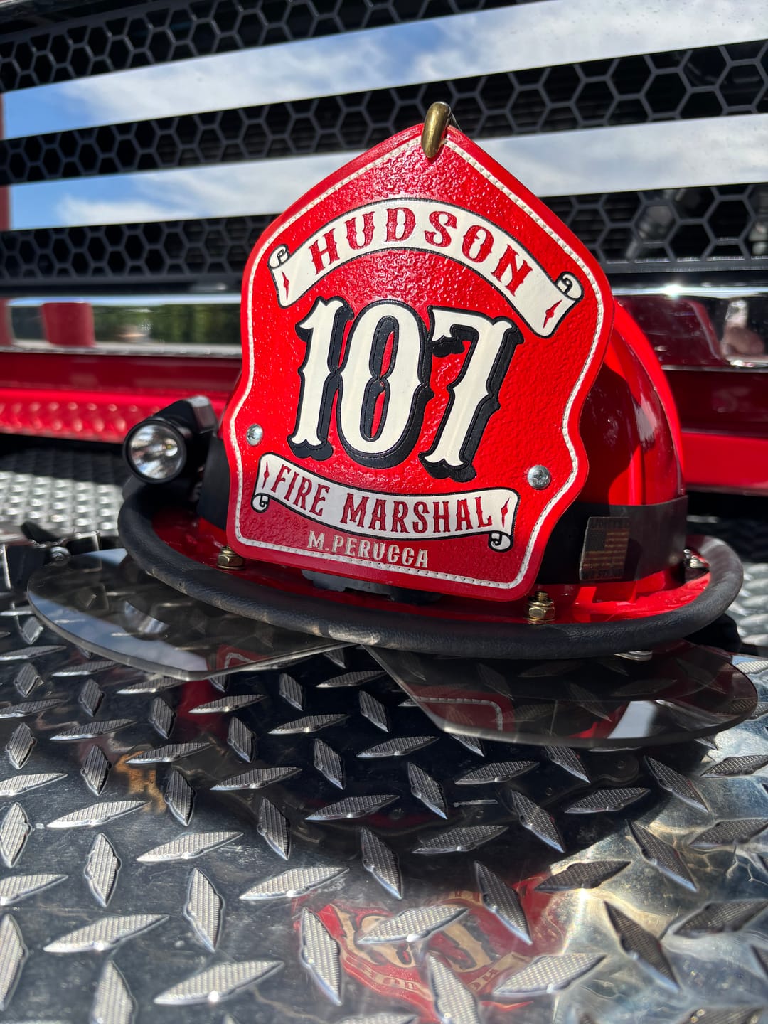 Customer photo review of The Backstep Firefighter Helmet Shield