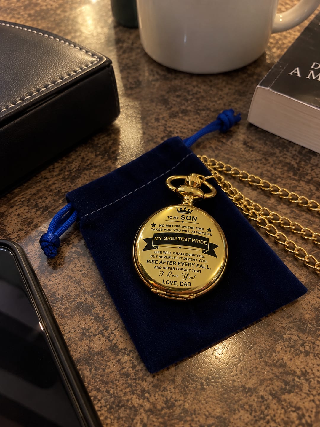 Customer photo review of To My Son / From Dad - Luxury Vintage Pocket Watch Gift SS#2606