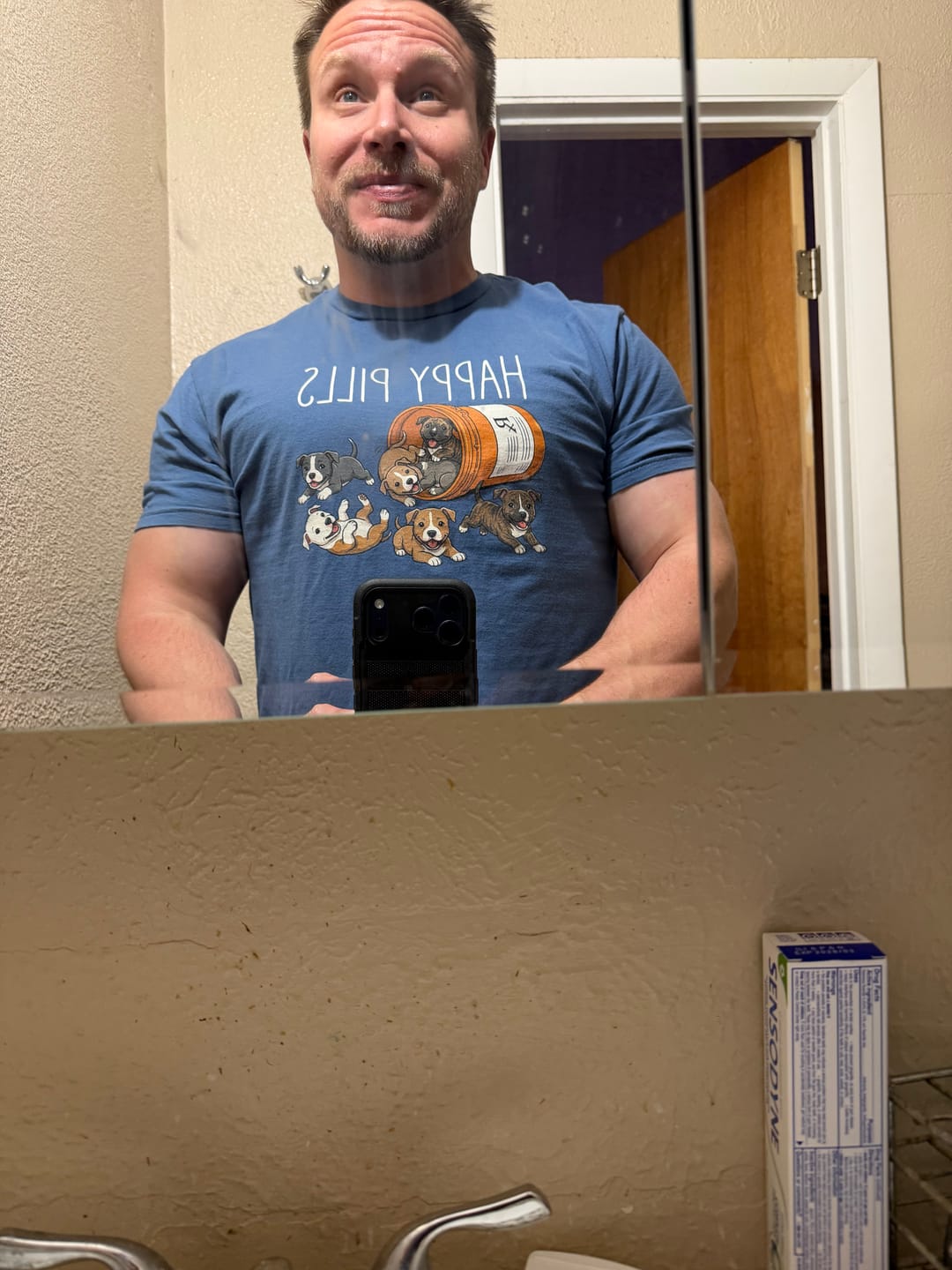 Customer photo review of Happy Pills Pittie Shirt